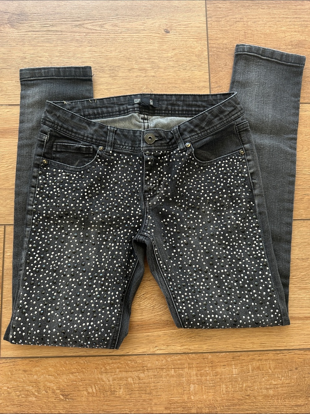 Forever 21 Black Skinny Jeans with Silver Studs